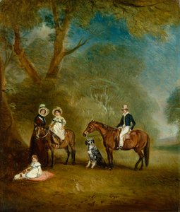 Die Familie Pares von Hopwell in einer bewaldeten Landschaft von John E. Ferneley