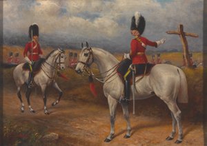 Zwei berittene Offiziere der 2. Dragoner (Royal Scots Greys) von John Edward Chapman Mathews