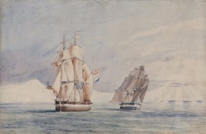 H.M. Schiffe Erebus und Terror im Rossmeer von John Edward Davis
