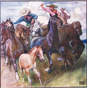 Weg war er - wilder Büffel - wildes Pferd und wilder Jäger von John Edwin Noble