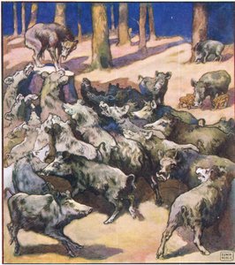 In der Mitte des Baumstumpfes stand ein großer grauer Wolf von John Edwin Noble