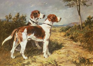 Zwei Hunde in einer Landschaft von John Emms