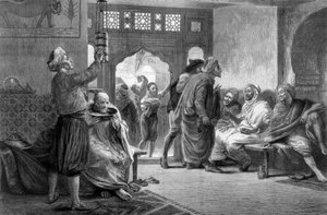 Ein Friseursalon in Tunis, 1875 von John Evan Hodgson