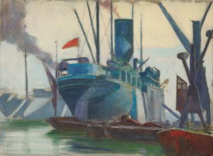 Tarnschiffe in den Londoner Docks, ca. 1915-18 von John Everett