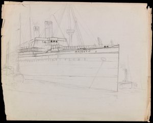 PAH1223; Skizze des Passagierschiffs Majestic (unvollendet) von John Everett
