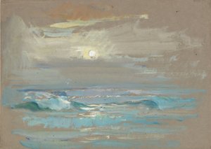 Meereslandschaft. Mondlicht über einem ruhigen Meer, späte 19. bis mittlere 20. Jahrhundert