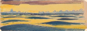 Meereslandschaft, dunkelblauer und gelber und brauner Wolke, spätes 19. Jahrhundert - Mitte 20. Jahrhundert