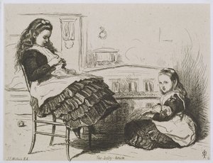 Das Puppenhaus, Nummer 9 aus einer Serie von Radierungen für die Art Union of London vom Etching Club von John Everett Millais