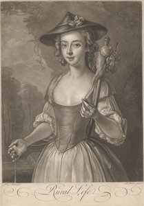 Ein Mädchen spinnt Faden von John Faber the younger