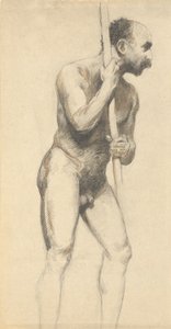 Männlicher Akt mit Stange von John Ferguson Weir