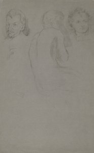 Zwei Porträtstudien und ein männlicher Akt, sitzend von John Ferguson Weir