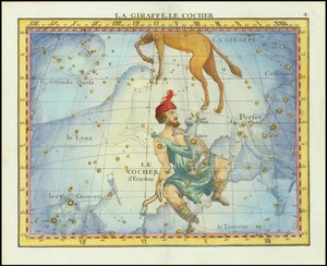 1776 Sternkarte der Sternbilder Camelopardal & Auriga und benachbarte Sternbilder, aus Fortins Atlas Celeste de Flamsteed