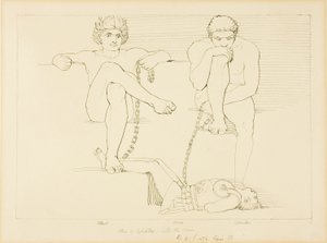 Othus und Ephialtes halten Ares gefangen von John Flaxman