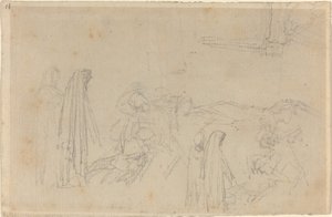 Skizzen mit einer verhüllten Figur (Virgil und Beatrice?) von John Flaxman