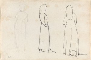 Drei Skizzen einer stehenden Frau von John Flaxman