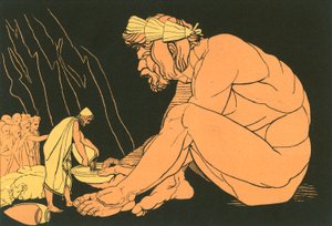 Odysseus gibt Polyphem Wein