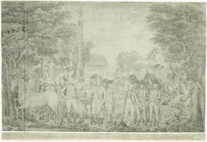 Die Briten übergeben ihre Waffen an General Washington nach ihrer Niederlage in Yorktown, Virginia, Oktober 1781, 1810-1815