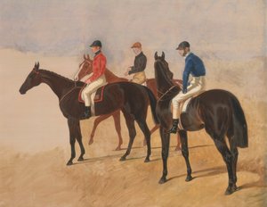 Steeplechase-Cracks: Allen McDonough auf Brunette, Tom Oliver auf Discount und Jem Mason auf Lottery von John Frederick Herring