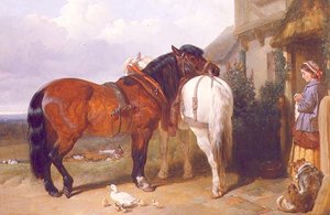 Kaltblüter an einer Hüttentür von John Frederick Herring Senior