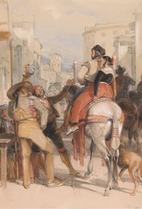 Straßenszene in Granada am Tag des Stierkampfs von John Frederick Lewis