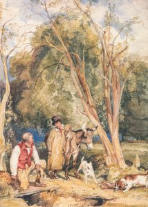Wildhüter und Junge beim Frettieren eines Kaninchens von John Frederick Lewis