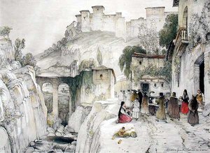 Teil der Alhambra von der Alameda del Darro, aus 