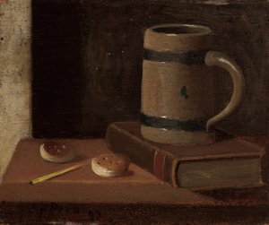 Tasse, Buch, Kekse und Streichhölzer von John Frederick Peto