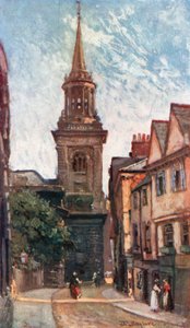 Allerheiligenkirche, von der Turl Street (Farblithografie)