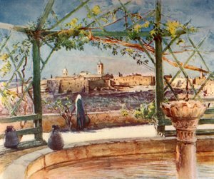 Geburtskirche in Bethlehem von einem Garten auf dem gegenüberliegenden Hügel, 1902 von John Fulleylove