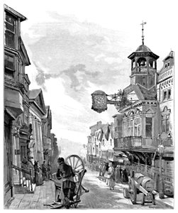 Guildford: High Street, mit dem Rathaus, 1886 von John Fulleylove