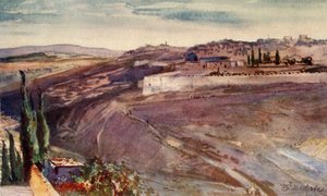 Jerusalem vom traditionellen Ort am Ölberg, wo Christus über die Stadt weinte, 1902 von John Fulleylove