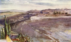 Jerusalem, von der traditionellen Stelle auf dem Ölberg, wo Christus über die Stadt weinte von John Fulleylove