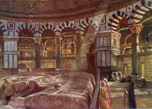 Der heilige Felsen unter der Kuppel der Omar-Moschee von John Fulleylove