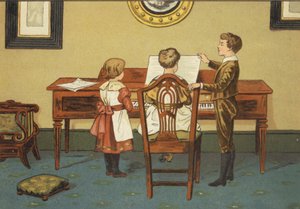 Kinder, die am Klavier proben von John George (after) Sowerby