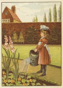 Mädchen gießt den Garten von John George (after) Sowerby