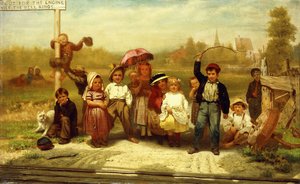 Achten Sie auf die Lokomotive, während die Glocke läutet, 1863 von John George Brown