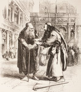 Illustration für Der Kaufmann von Venedig, Shylock und Tubal treffen sich auf der Straße, Akt III, Szene I, aus 