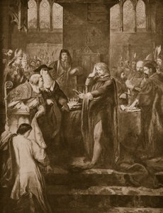 König Richard II. übergibt die Krone an seinen Cousin Bolingbroke, Illustration aus 