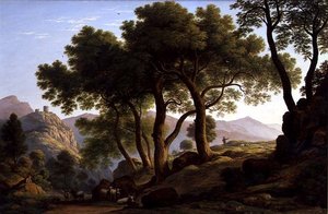Eine romantische bewaldete Landschaft