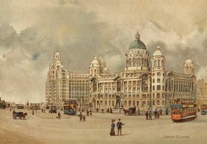 Liverpool: Büros der Mersey Docks und Harbour Board, Liver Building, usw., Zugang zur Anlegestelle von John Glynn