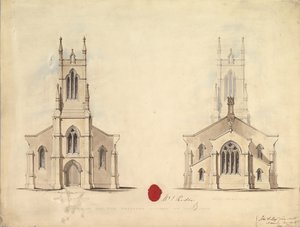 Entwurf für die vorgeschlagene Kirche in Middlesborough, 1837 von John Greenwood