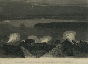 Durchbrechen der Rebellenbatterien bei Vicksburg, ca. 1863 von John Hamilton