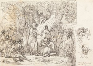 Saint Paul predigt den Briten von John Hamilton Mortimer