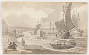 Badehäuser in Allonby, Cumbria, 1812 von John Harden
