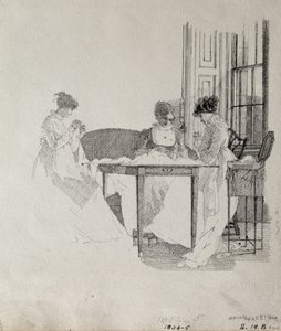 Damen beim Nähen, 1805
