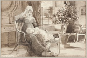 Mrs H mit Baby John William, 1814 von John Harden