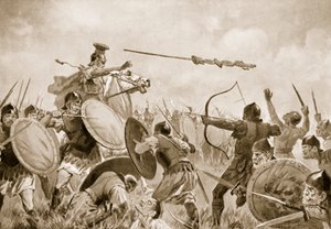 Eine römische Schlacht mit den Volskern (Lithografie) von John Harris Valda