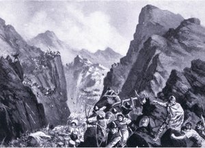 Vernichtung der griechischen Armee, Illustration aus Hutchinsons Geschichte der Nationen, Band 4, ca. 1920er Jahre von John Harris Valda