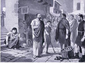 Römische Kolonisatoren handeln mit einheimischen Daker, Illustration aus Hutchinsons Geschichte der Nationen, Band 4, ca. 1920er Jahre