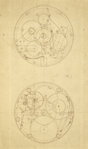 Die Bewegung von H.4, einem Längenuhrwerk entworfen und gezeichnet von John Harrison, ca. 1760-72